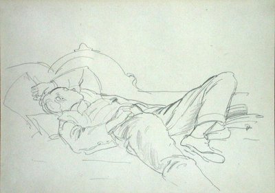 スヌーズをしているところ（紙に鉛筆） 作： Philip Wilson Steer