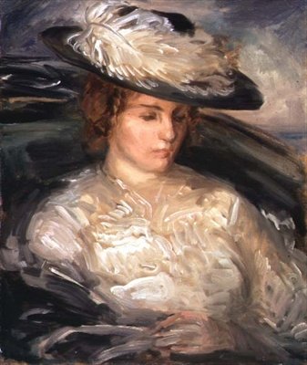 バスチェアに座ったスコベル嬢の肖像（『療養者』）」（油彩・キャンバス） 作： Philip Wilson Steer