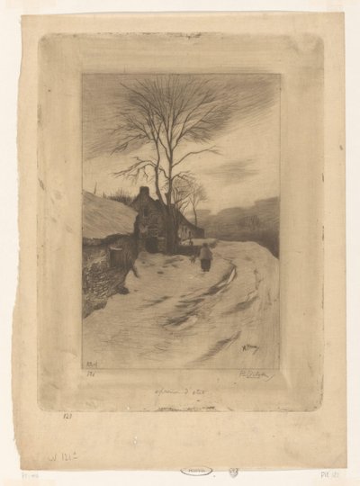 裸木の道路沿いの農場 ハイバー（原題） 作： Philip Zilcken (signed by artist)