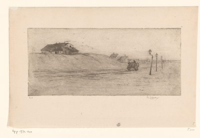 家、ランタン、ワゴンのある風景 Banlieue de Bruxelles (原題) 作： Philip Zilcken (signed by artist)