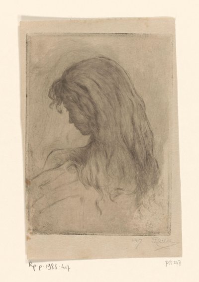 後ろから見た長い髪の女性 Etude de Morsure (原題) 作： Philip Zilcken (signed by artist)