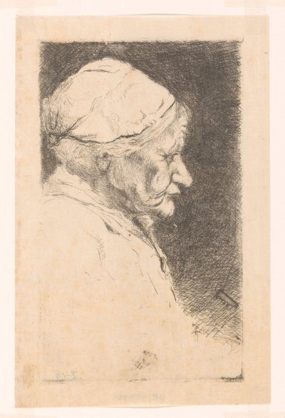 肖像画, の, ∥, 古い女性, 中に, プロフィール 作： Philip Zilcken