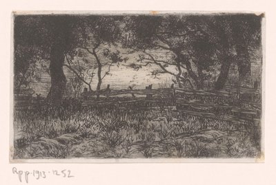 フェンスと木の牧草地 クラネンブルグ（原題） 作： Philip Zilcken