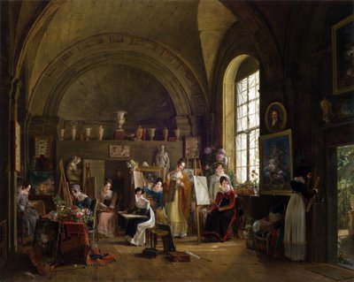 1816年にソルボンヌでヴァンデールと彼の生徒たちのスタジオの内部 作： Philipe Jacques van Bree