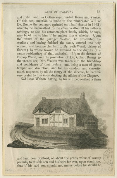 Stafford - Cottage of Isaac Walton: Engraving, nd [?early 19 cent] (print) 作： Philipp Audinet