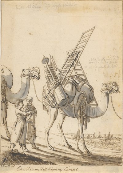 テントを積んだラクダ (テント屋のラクダを持つ男) 作： Philipp Ferdinand von Gudenus