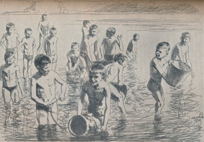 男の子の入浴、c1911 作： Philipp Franck