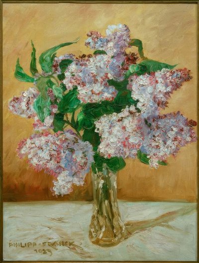 ガラスの花瓶にライラックの花束 作： Philipp Franck