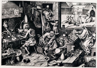 錬金術師、1558 作： Philipp Galle