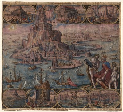 1572年のマールテンファンヘームスケルク後の世界の8番目の驚異シリーズのアレクサンドリアの灯台 作： Philipp Galle