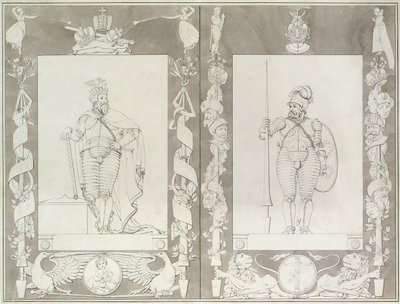 シャルルマーニュ（742-814）とヘイモン、1804-5（紙にペン、インク、ウォッシュ） 作： Philipp Otto Runge