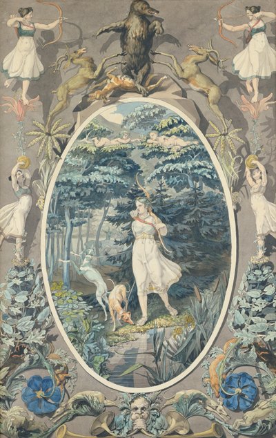 狩猟の喜び、1808-9（紙にペンとトイレ） 作： Philipp Otto Runge