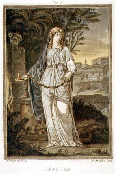 ジャン・ラシーヌ作「アンドロマケ」の衣装セフィズ、ピエール・ミシェル・アリックス（1762-1817）1802年版「万国の衣装と演劇に関する研究」第1巻より（カラーエングレーヴィング） 作： Philippe (after) Chery