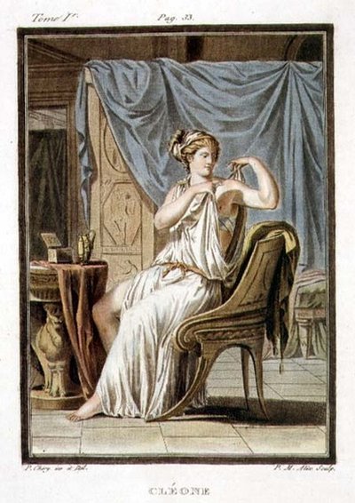 ジャン・ラシーヌ作「アンドロマケ」の衣装クレオネ、ピエール・ミッシェル・アリックス（1762-1817）1802年版「万国の衣装と演劇に関する研究」第1巻より（彩色彫刻） 作： Philippe (after) Chery