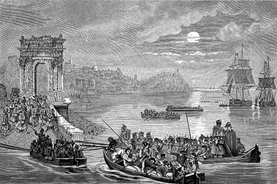 1832年2月23日、フランス、イタリアによるアンコーナの占領。 作： Philippe Auguste Jeanron