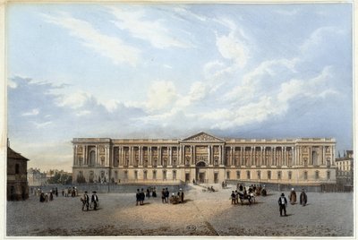 ルーブル美術館の柱廊-ジャコテとブノワが設計した「パリとその周辺の散歩道」（1840年頃）より 作： Philippe Benoist