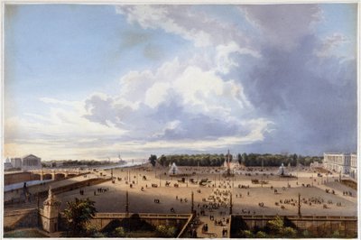 コンコルド広場-ジャコテとブノワが設計した「パリとその周辺の散歩道」（1840年頃）より 作： Philippe Benoist