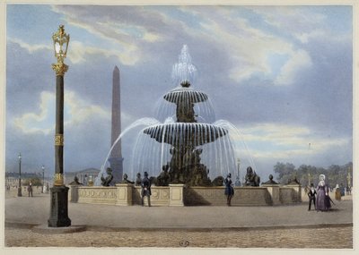 コンコルド広場-ジャコテとブノワが設計した「パリとその周辺の散歩道」（1840年頃）より 作： Philippe Benoist