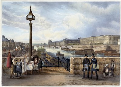 ポン・ヌフから撮影されたルーヴル美術館（1840年頃、ジャコテとブノワの設計による「パリとその周辺の散歩道」より 作： Philippe Benoist