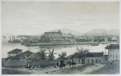 リオデジャネイロの9つのパノラマビュー：Da Ilha das Cobras、1862 作： Philippe Benoist