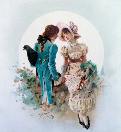 月光のギャラント・シーンリトグラフ フィリップ・ジャック・リンダー（1835～） 19世紀 個人蔵 作： Philippe Jacques Linder