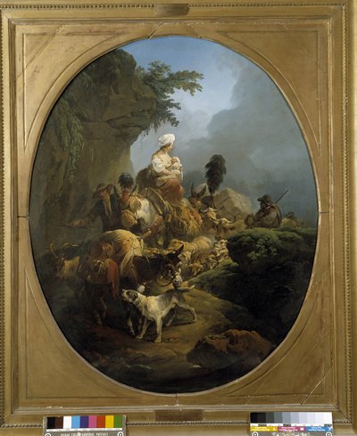 キャラバン：牛、ロバ、犬、山羊と農民のグループの旅 作： Philippe Jacques de Loutherbourg