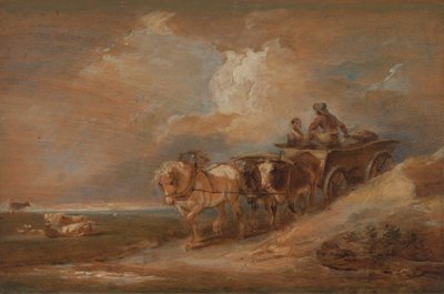 馬と牛車のある風景 作： Philippe Jacques de Loutherbourg