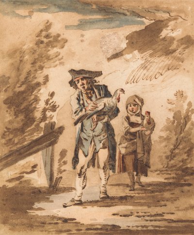 市場から戻ってきた家禽との素朴さ 作： Philippe Jacques de Loutherbourg