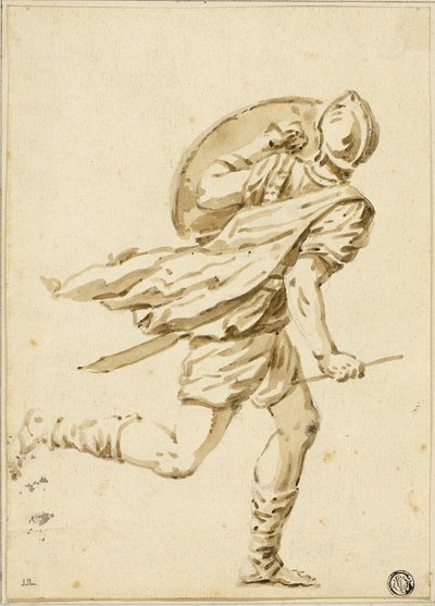 走るローマ戦士、後ろから見る 作： Philippe Louis Parizeau