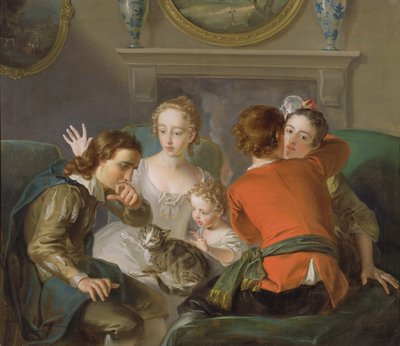 触覚、c.1744-47（キャンバスに油彩）（129301と129302も参照） 作： Philippe Mercier