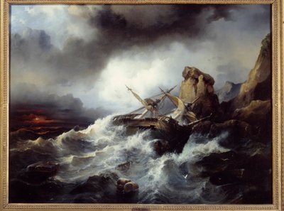 難破船のシーン Philippe Tanneur (1795-1878) 作 1850 ブレスト、美術館 作： Philippe Tanneur