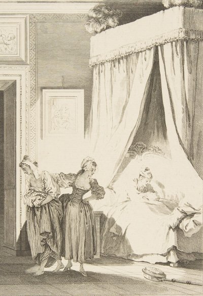 La Gageure des trois Commeres: La Servante, from Tales and short stories in verse ..., 1795 年に出版. 作： Philippe Triere