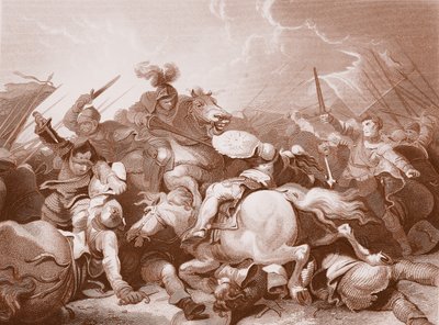 ボズワース・フィールドの戦い」 A.H.ペインの刻印（リトグラフ 作： Philippe de (after) Loutherbourg