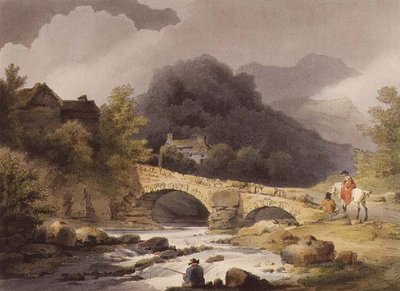 イングランドとウェールズのロマンティックで絵になる風景」に掲載されているR.BowyerによるBrathay Bridge。 作： Philippe de (after) Loutherbourg