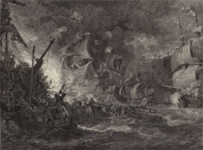 スペイン・アルマダの敗北（版画 作： Philippe de (after) Loutherbourg