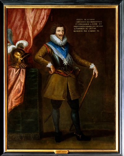 ローマへの大使（1561-1649）であるサリーの兄弟プイーン、フィリップ・ド・ベスーンの肖像。彼は聖霊の騎士団（Order of the Holy Spirit）の記章のネックレスを持っている。フィリップ・ド・シャンパーニュ（1602-1674）の作品とされる絵画 作： Philippe de (attr. to) Champaigne