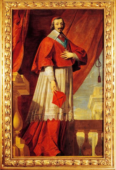 フランス、フォンテーヌ・シャアリス、フランスの政治家・聖職者、リシュリュー枢機卿（1585-1642）の肖像 作： Philippe de (school of) Champaigne