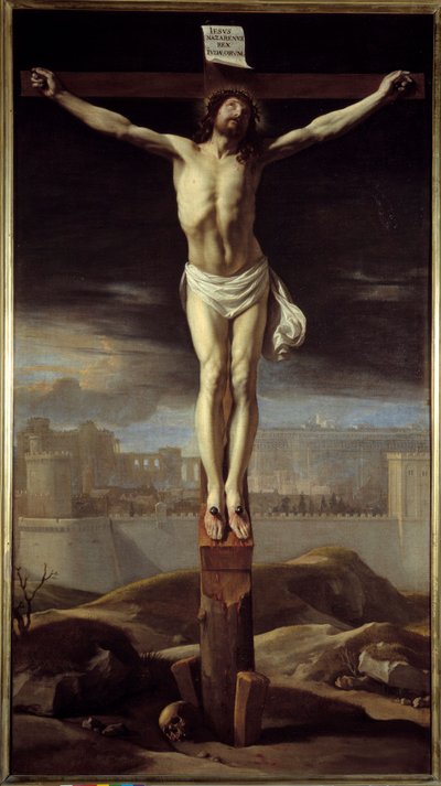 十字架上のキリスト。Philippe De Champaigne（1602-1674）の絵画 Ec.Flam. 作： Philippe de Champaigne