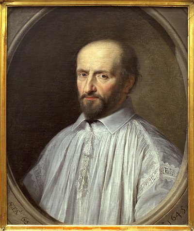 ジャン・デュヴェルジェ・ド・オーランヌ（サン・シランのアッベ）（1581-1643）。フィリップ・ド・シャンパーニュ（1602-1674）の絵画、油彩・キャンバス 作： Philippe de Champaigne