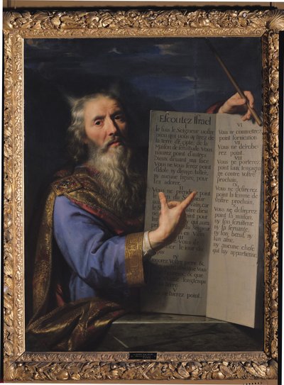 法のタブレットとモーセ、1663 作： Philippe de Champaigne