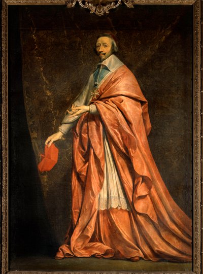ルイ13世の大臣であったリシュリュー枢機卿（1585-1642）アルマン・ジャン・デュ・プレシの胴体部分の肖像 フィリップ・ドゥ・シャンペイン（1602-1674）による絵画 17世紀 太陽。2,22x1,55 m . 作： Philippe de Champaigne