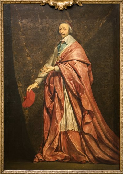 Armand Jean du Plessis Cardinal de Richelieuの肖像（キャンバスに油彩） 作： Philippe de Champaigne