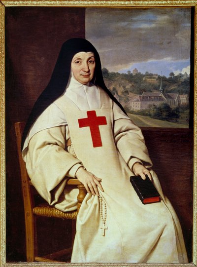母アンジェリーク・アルノーの肖像 Jacqueline Marie Arnauld dit Angelique Arnauld (1591-1661) Port Royal des champs (Port-Royal-des-Champs)の修道院長、フランス・ジャンセニスムの人物」 Philippe de Champaigne (1602-1674)による絵画。 作： Philippe de Champaigne
