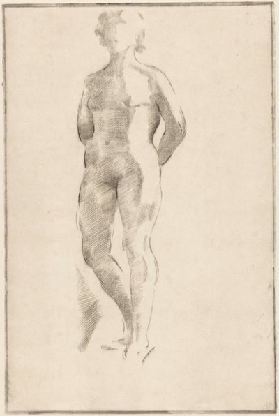背中の後ろに手を置いて立っている裸の女性 作： Philippus de Groot (signed by artist)