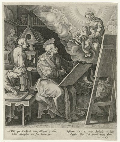聖ルカはマリアと子供を描く 作： Philips Galle (attributed to workshop of)