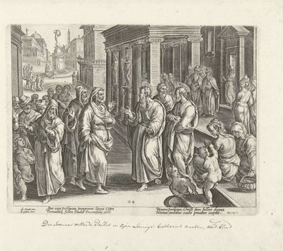 パウロは魔術師エリマスと言い争う 使徒たちの行為（シリーズタイトル） Acta Apostolorum (シリーズタイトル) 作： Philips Galle (possibly)