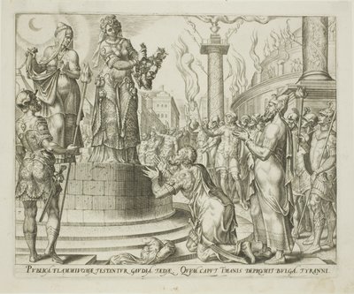 ホロフェルネスの首をベトゥリアの人々に見せるユディト（『ユディトとホロフェルネスの物語』より第7版 作： Philips Galle