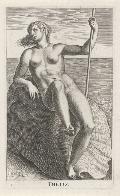 水の精テティス Thetis (オブジェクトのタイトル) Stroom en waternimfen (シリーズタイトル) Oceanitid nymphs、ephidrid potamidus naiad (シリーズ名) 作： Philips Galle