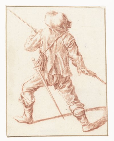 後ろから見た槍で戦う男 作： Philips Wouwerman (copy after)