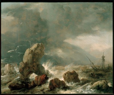 荒廃した海3隻の船 作： Philips Wouwerman